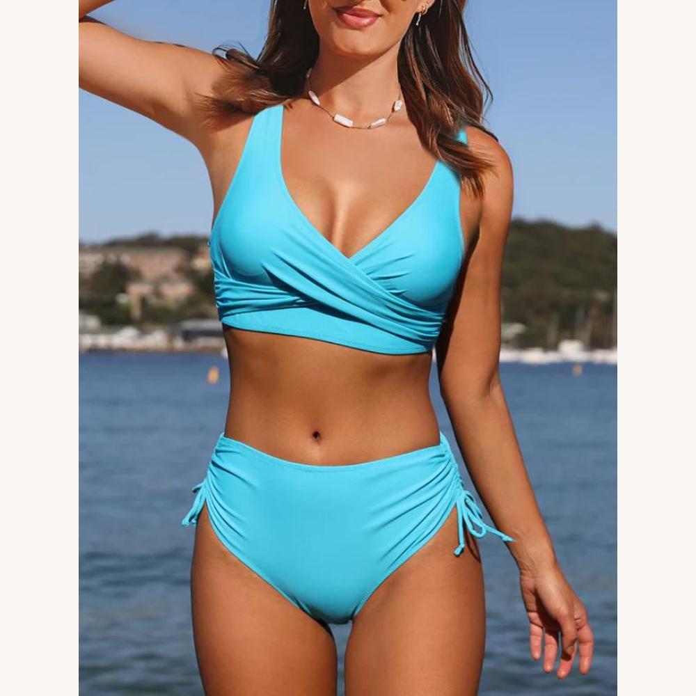 Bikini taille haute élégant pour femme en tissu résistant à l'eau – Maillot de bain chic pour la plage et la piscine