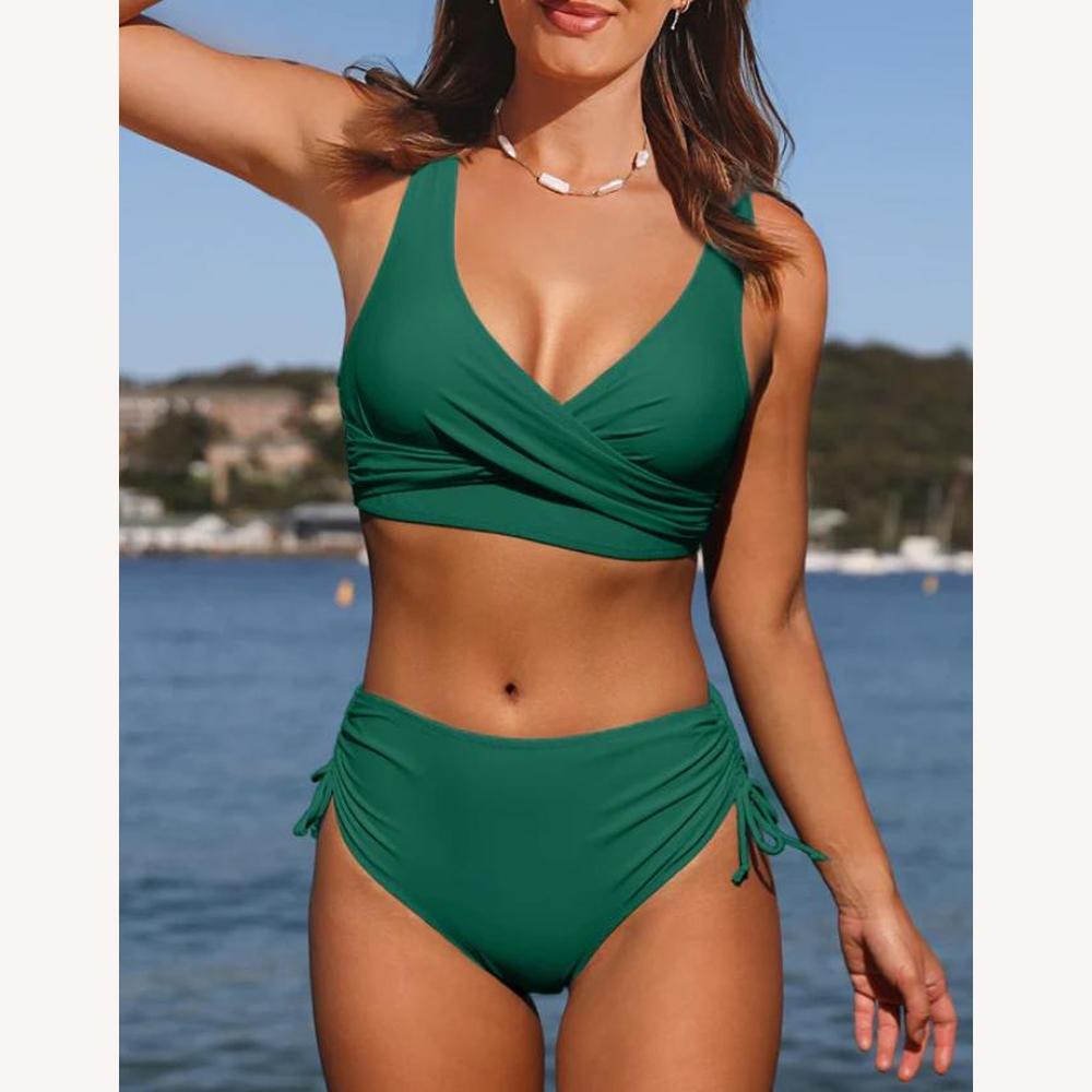 Bikini taille haute élégant pour femme en tissu résistant à l'eau – Maillot de bain chic pour la plage et la piscine