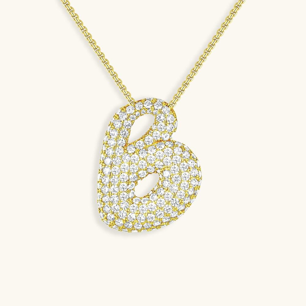 Variant image for Collier Femme Or 18 Carats avec Pendentif Initial et Diamant Simulant 18 pouces-2