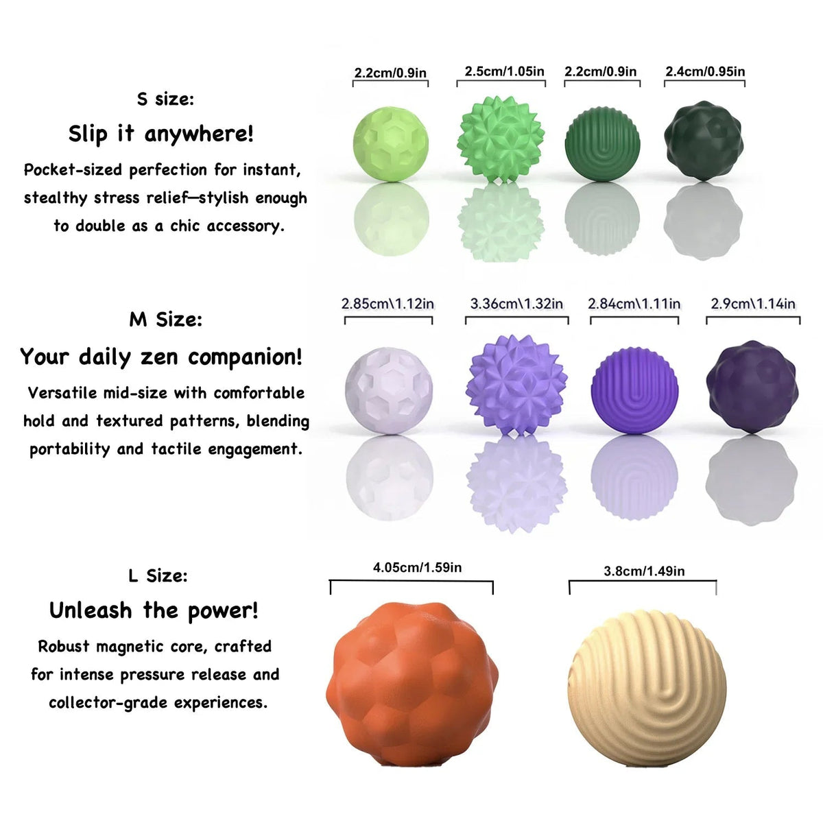 Balles sensorielles magnétiques compactes en silicone pour soulagement du stress – Jouet anti-anxiété pour adultes