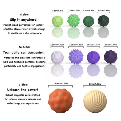 Balles sensorielles magnétiques compactes en silicone pour soulagement du stress – Jouet anti-anxiété pour adultes
