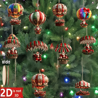 Montgolfières en bois pour Noël – 10 pendentifs en bois plats pour décoration d'arbre