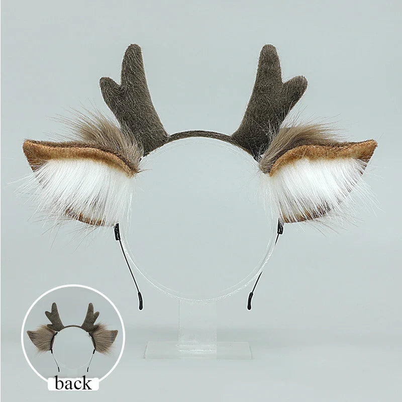 Plush Headband with Deer Ears – Cosplay Accessory for Women and Children