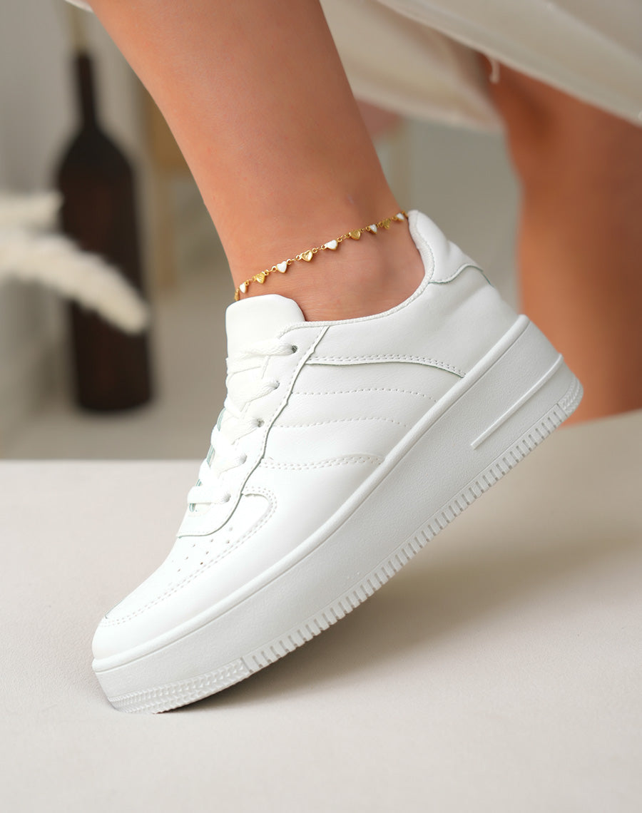 Baskets à plateforme blanches pour femmes 45 cm – Confort et style polyvalent pour tenues décontractées et élégantes