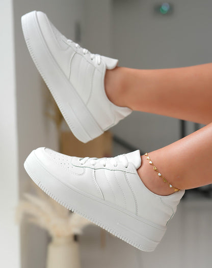 Baskets à plateforme blanches pour femmes 45 cm – Confort et style polyvalent pour tenues décontractées et élégantes