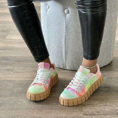 Baskets à semelle épaisse pour femmes – Confort et style en noir, vert, bleu et kaki