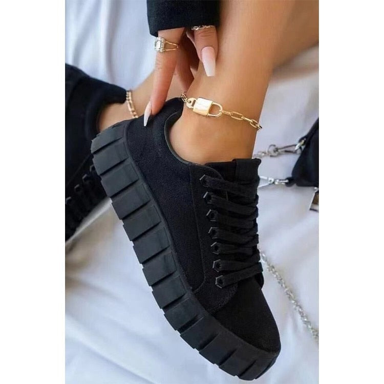 Baskets à semelle épaisse pour femmes – Confort et style en noir, vert, bleu et kaki