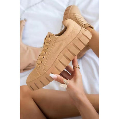 Baskets à semelle épaisse pour femmes – Confort et style en noir, vert, bleu et kaki