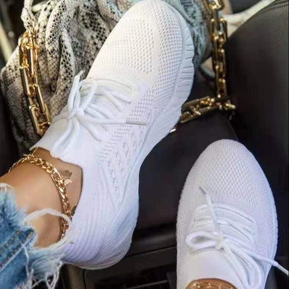 Baskets de soutien pour femmes avec semelle intérieure en mousse à mémoire de forme et semelle antidérapante – chaussures de marche blanches