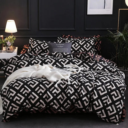 Bella Black Bedding Set | 100% Polyester, Duvet Cover & Pillowcases