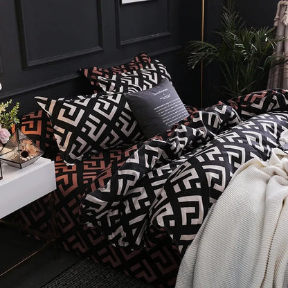 Bella Black Bedding Set | 100% Polyester, Duvet Cover & Pillowcases