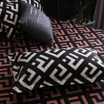 Bella Black Bedding Set | 100% Polyester, Duvet Cover & Pillowcases