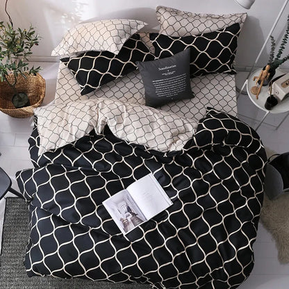 Bella Black Bedding Set | 100% Polyester, Duvet Cover & Pillowcases