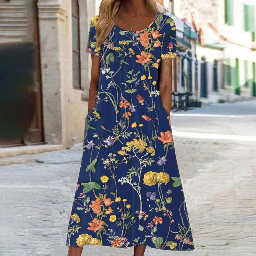 Women's Chic Summer Dress Long in Polyester - Elegant and Comfortable for All Occasions