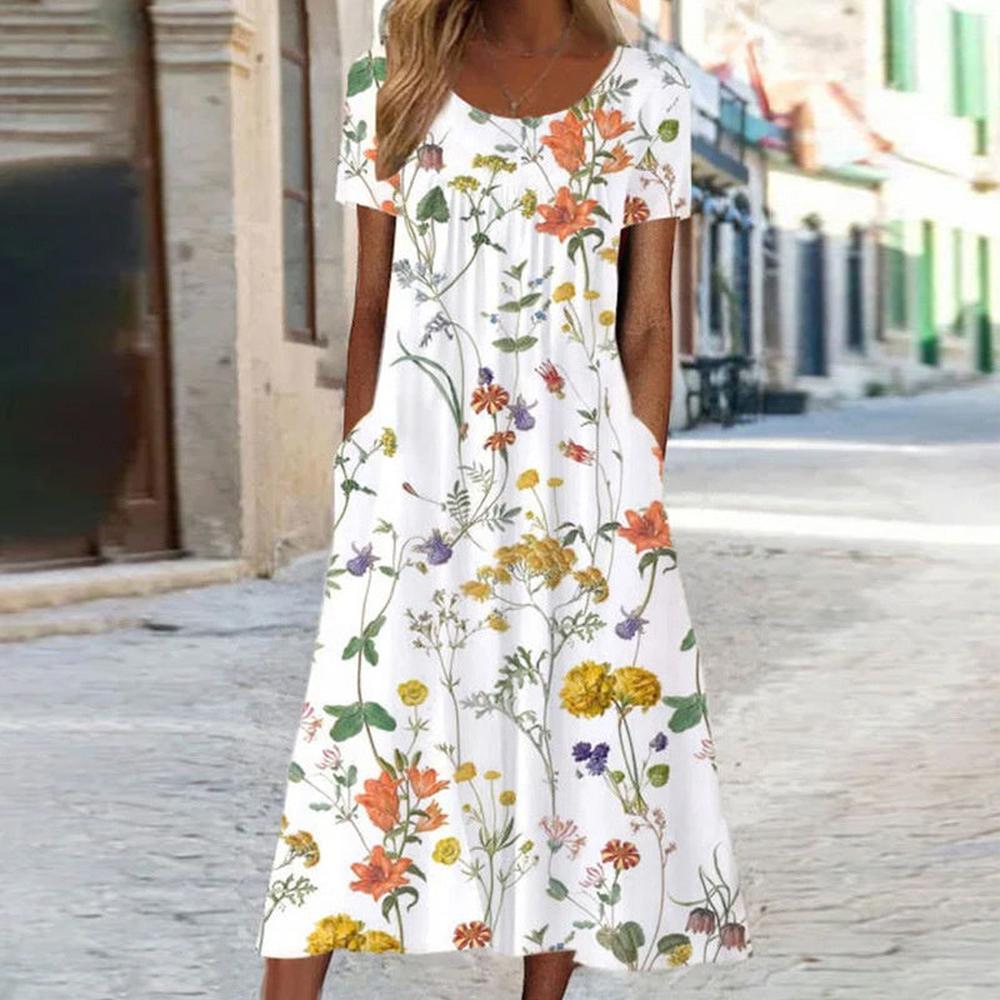 Women's Chic Summer Dress Long in Polyester - Elegant and Comfortable for All Occasions