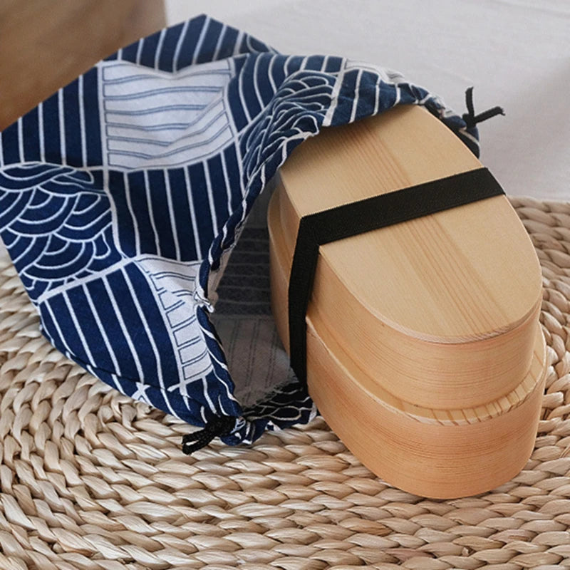 Double Layer Wooden Bento Box – Japanese Lunch Container for Students and Workers