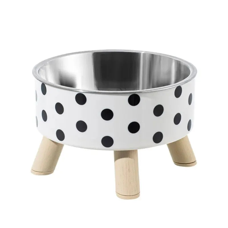 Stainless Steel Anti-Spill Bowl for Cats and Dogs – Ergonomic Polka Dot Design, 5.5 x 5.5 x 3.5 inches