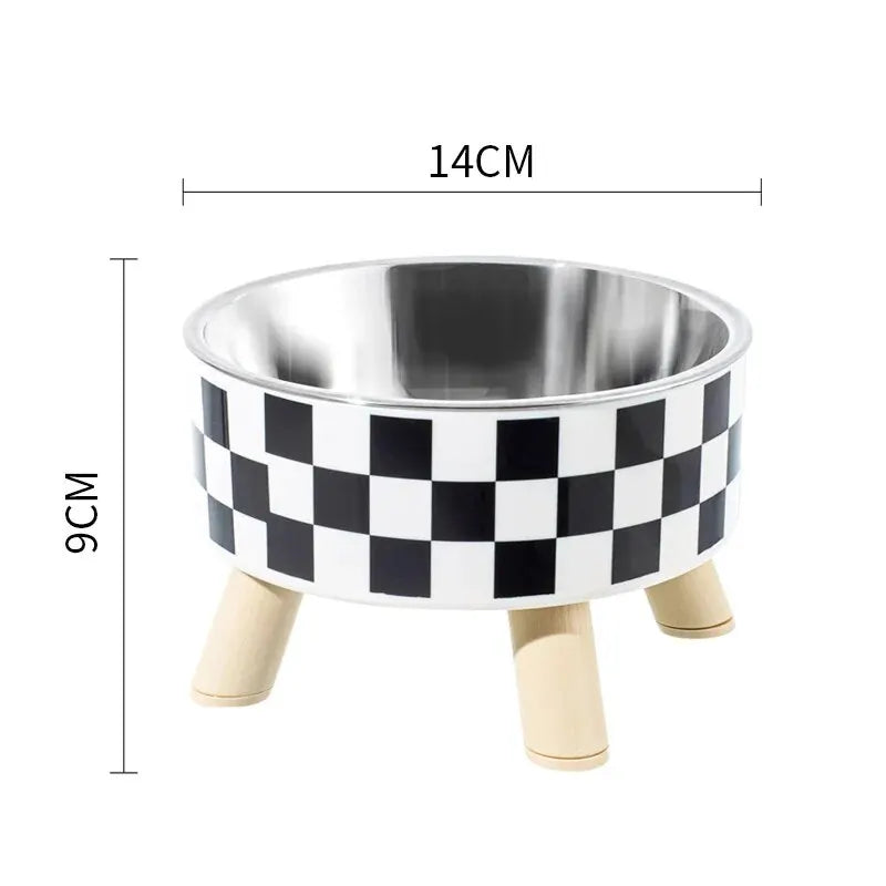 Stainless Steel Anti-Spill Bowl for Cats and Dogs – Ergonomic Polka Dot Design, 5.5 x 5.5 x 3.5 inches