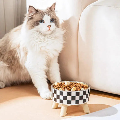 Stainless Steel Anti-Spill Bowl for Cats and Dogs – Ergonomic Polka Dot Design, 5.5 x 5.5 x 3.5 inches