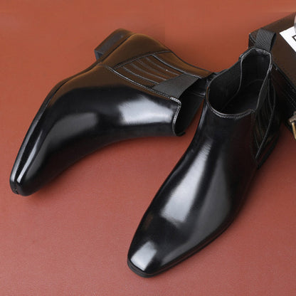 Chelsea Boots for Men in PU with Pointed Toe and Square Heel – Modern Elegance and Optimal Comfort