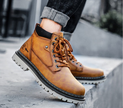 High Leather Boots for Men - Comfort and Style with Rubber Sole - Casual Fashion
