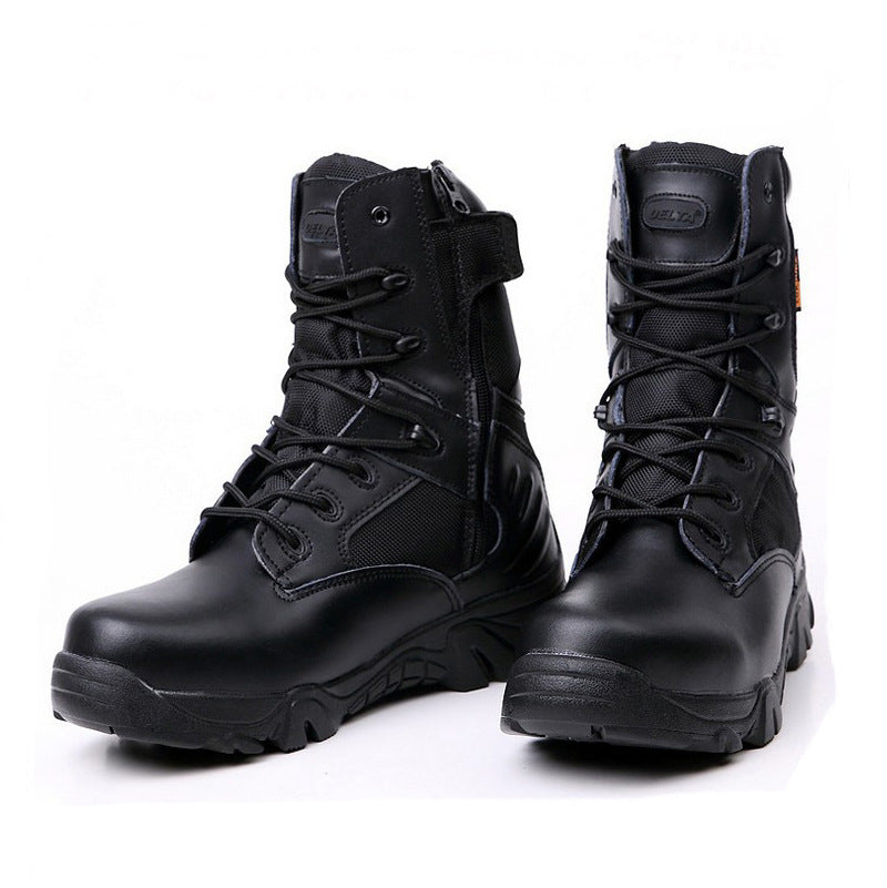 Bottes militaires montantes étanches pour hommes – Tige en PU et semelle antidérapante pour la randonnée et les activités de plein air