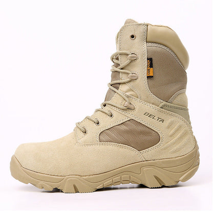 Bottes militaires montantes étanches pour hommes – Tige en PU et semelle antidérapante pour la randonnée et les activités de plein air