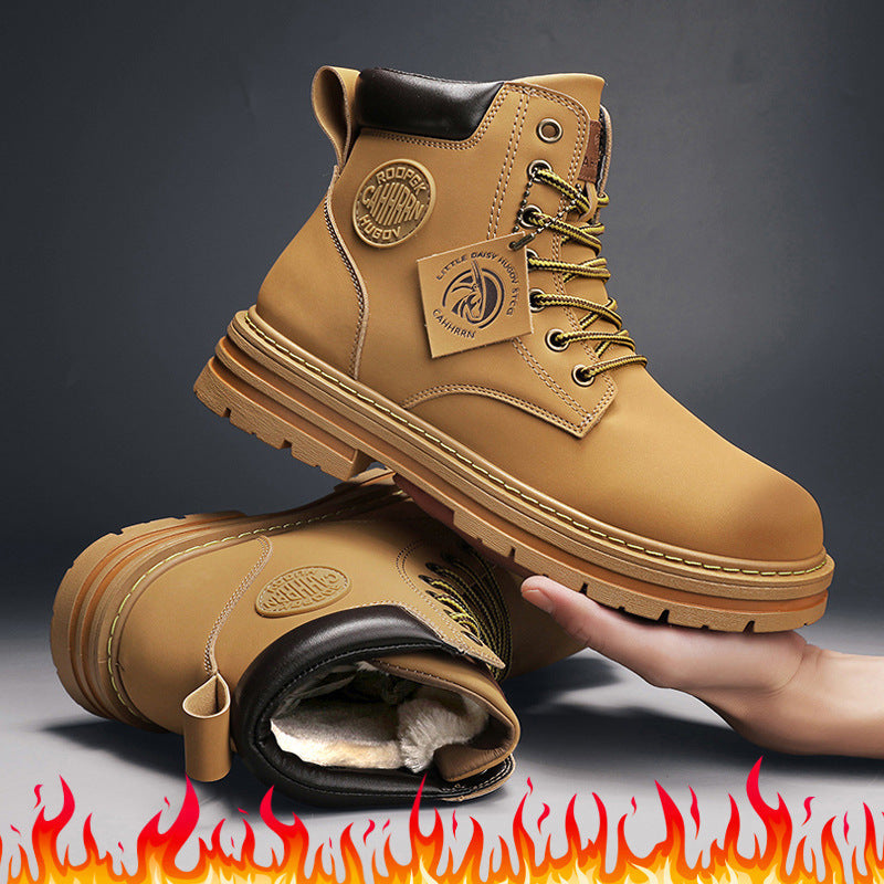 Insulated Lace-Up Boots for Men with Fleece Lining and Anti-Slip Lug Sole – Size 39 to 45
