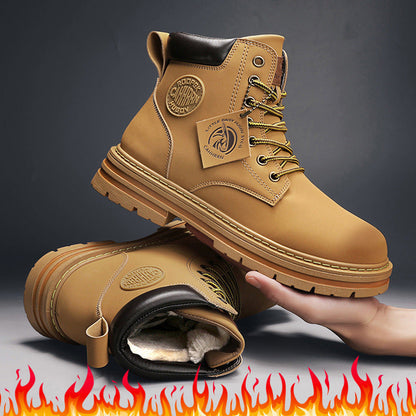 Insulated Lace-Up Boots for Men with Fleece Lining and Anti-Slip Lug Sole – Size 39 to 45