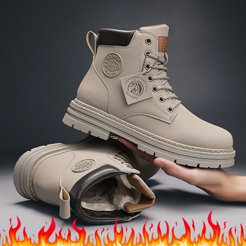 Insulated Lace-Up Boots for Men with Fleece Lining and Anti-Slip Lug Sole – Size 39 to 45