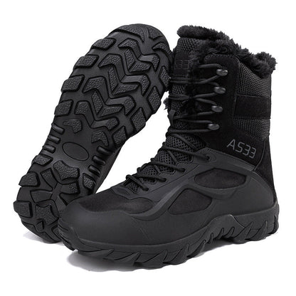 Bottes antidérapantes pour homme avec col en fausse fourrure et semelle compensée haute – Chaudes et durables, taille UE 39-47