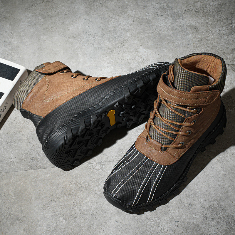 Waterproof Mid-Calf Snow Boots for Men in Microfiber with Fleece Lining and Non-Slip Sole