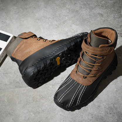 Waterproof Mid-Calf Snow Boots for Men in Microfiber with Fleece Lining and Non-Slip Sole