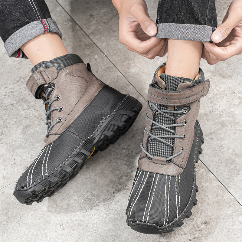 Waterproof Mid-Calf Snow Boots for Men in Microfiber with Fleece Lining and Non-Slip Sole
