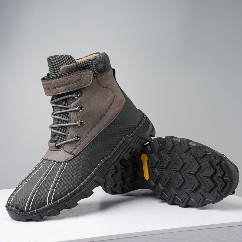 Waterproof Mid-Calf Snow Boots for Men in Microfiber with Fleece Lining and Non-Slip Sole