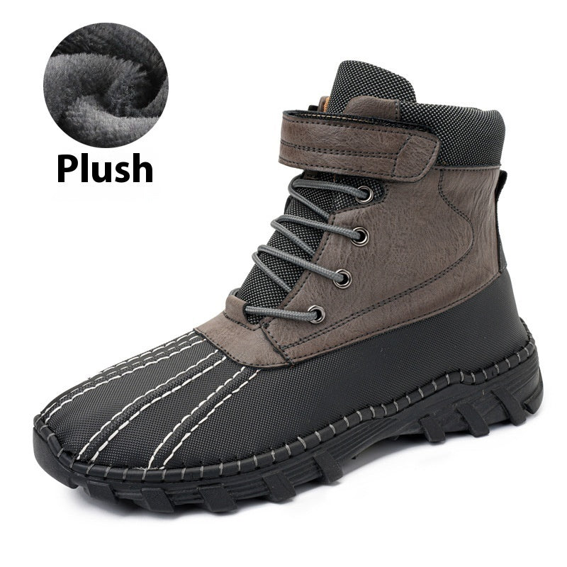 Waterproof Mid-Calf Snow Boots for Men in Microfiber with Fleece Lining and Non-Slip Sole