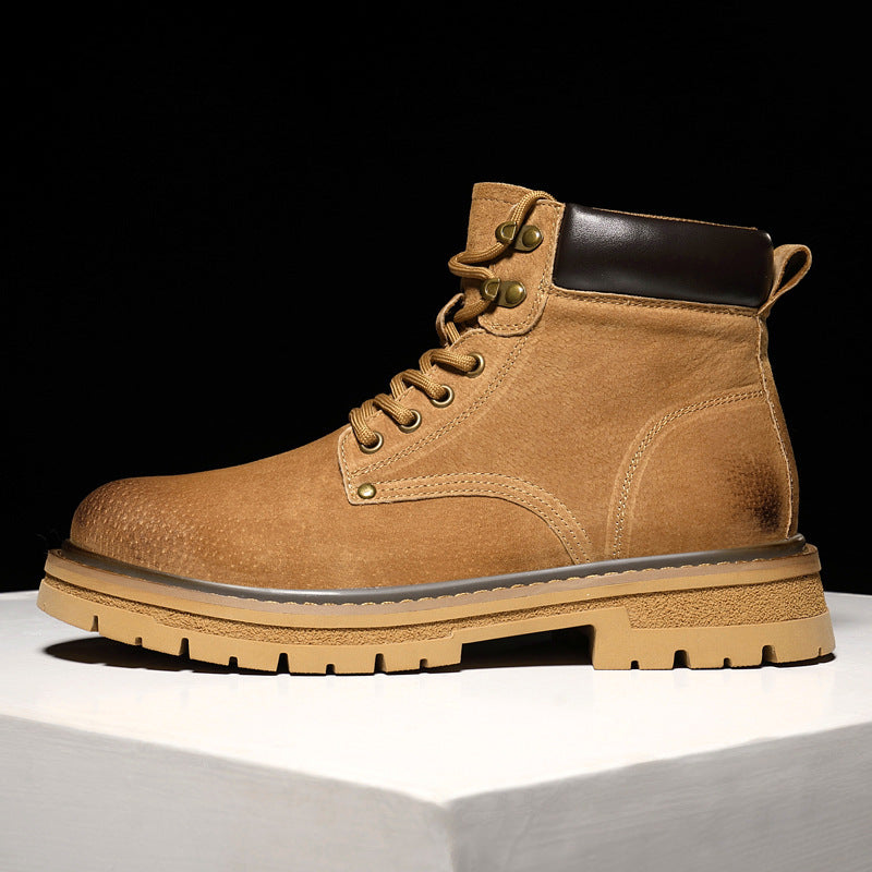 Bottes de randonnée en daim pour hommes avec doublure en peau de porc et semelle en caoutchouc antidérapante - Confort optimal et adhérence