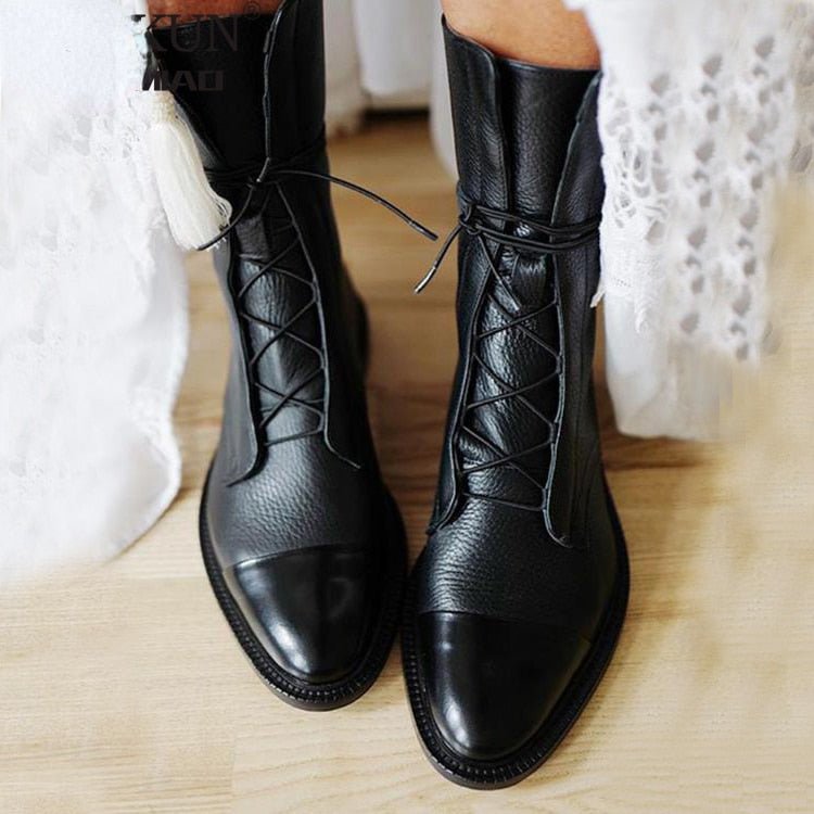 Bottes en Cuir pour Femmes avec Doublure en Fourrure – Style Urbain Hiver 0