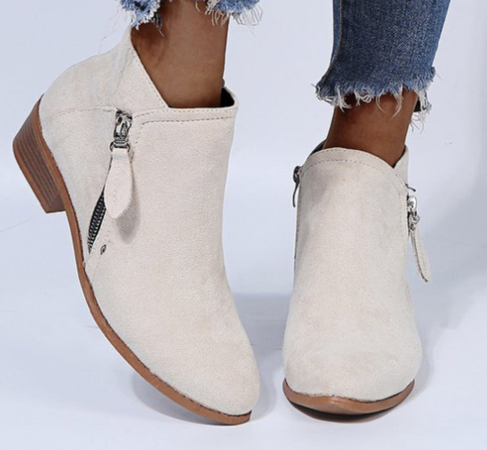 Bottines Décontractées en Daim pour Femmes avec Zip Latéral et Talon Bloc Bas 5