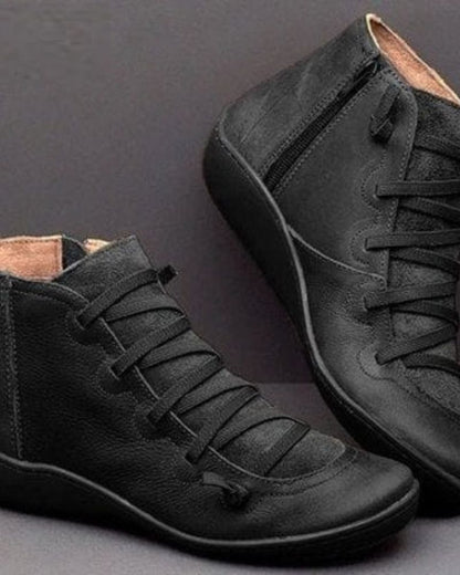 Bottines Femme Cuir à Lacets avec Fermeture Éclair Latérale - Confort et Style Moderne 0