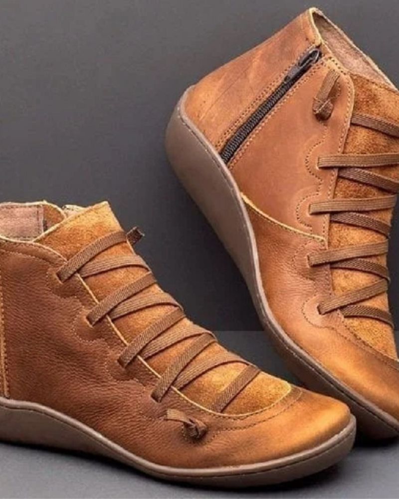 Bottines Femme Cuir à Lacets avec Fermeture Éclair Latérale - Confort et Style Moderne 2