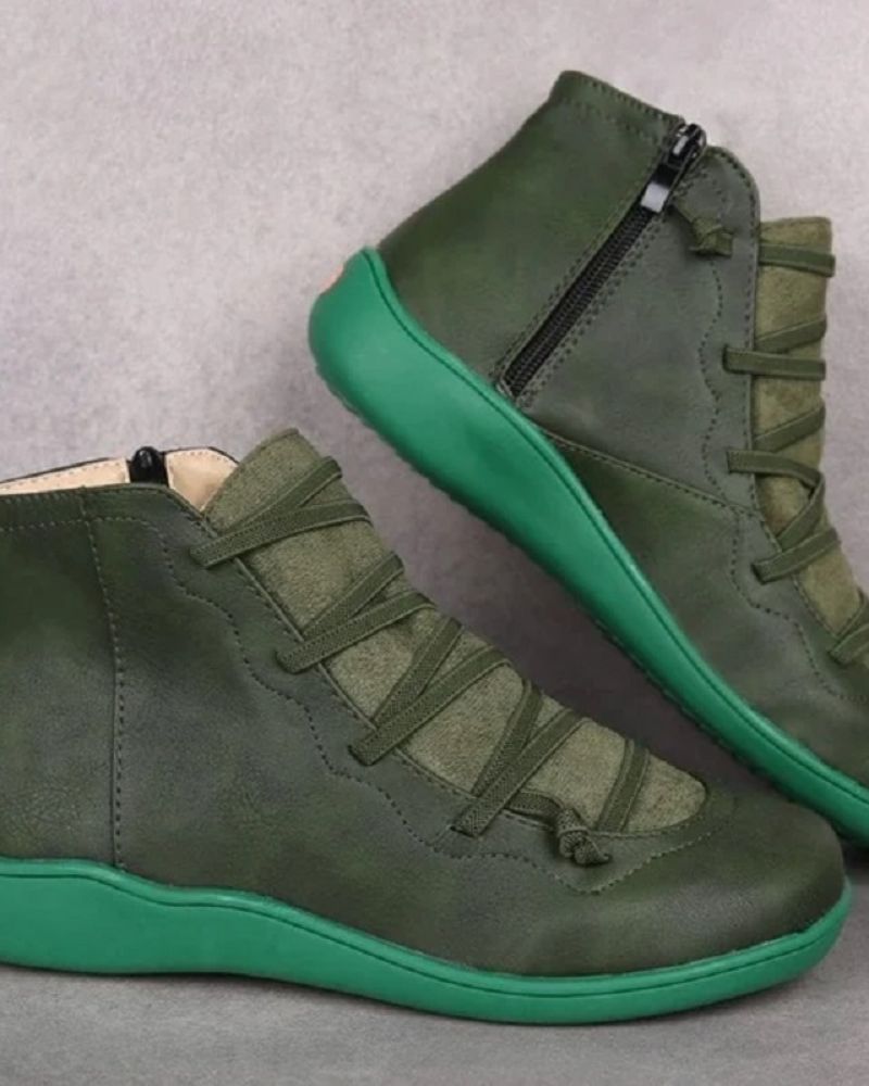 Bottines Femme Cuir à Lacets avec Fermeture Éclair Latérale - Confort et Style Moderne 3