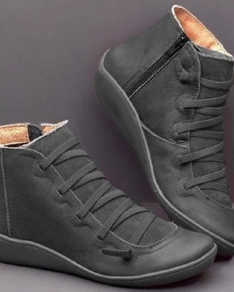 Bottines Femme Cuir à Lacets avec Fermeture Éclair Latérale - Confort et Style Moderne 5