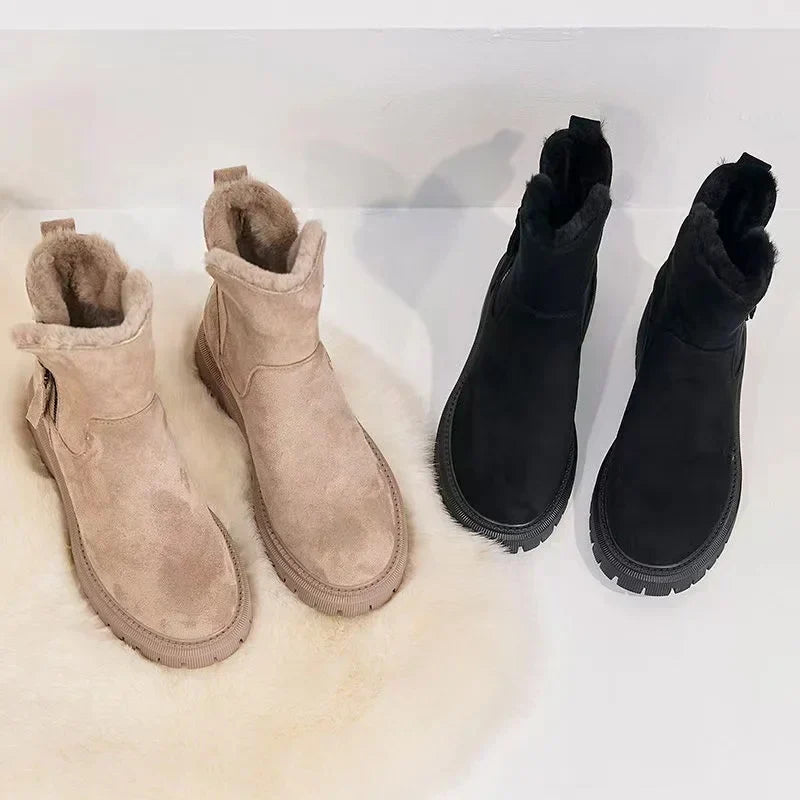 Bottines Femme en Faux Suède avec Doublure en Fausse Fourrure – Confort et Style Hiver 2
