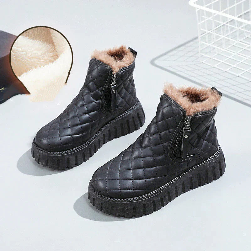Bottines Femme en Simili Cuir avec Doublure en Fausse Fourrure – Confort et Style Hivernal 8