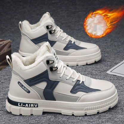 Insulated High-Top Boots for Men with Faux Fur Lining - Ideal for Winter