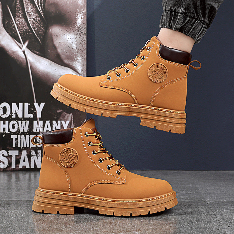 Leather Ankle Boots for Men - Medium Heel, Laces, Weather Resistant, Urban Winter Style, EU Size 39-44