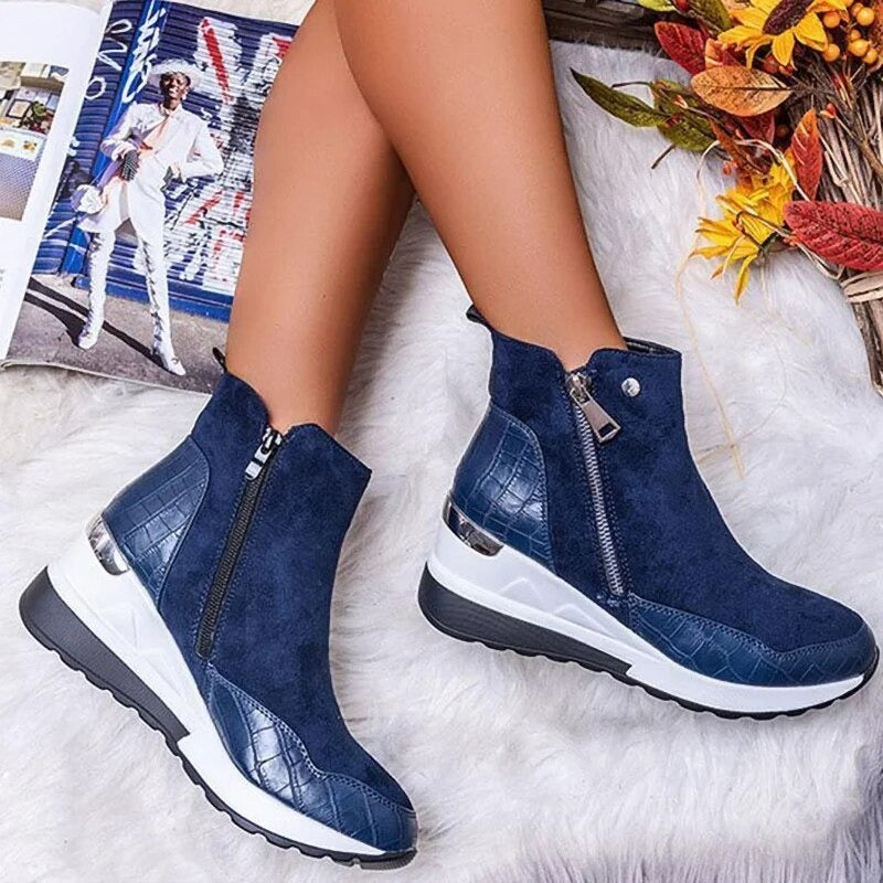 Bottines imperméables pour femmes avec talon compensé en daim - Confort et style 11
