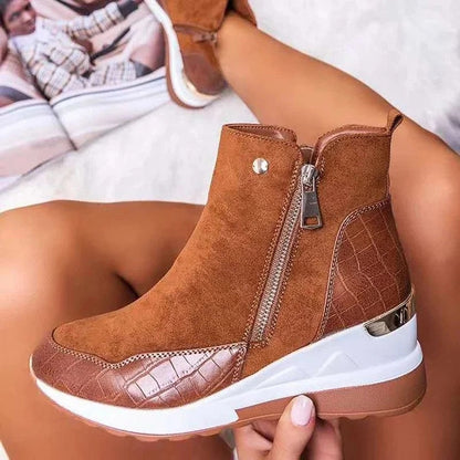 Bottines imperméables pour femmes avec talon compensé en daim - Confort et style 1