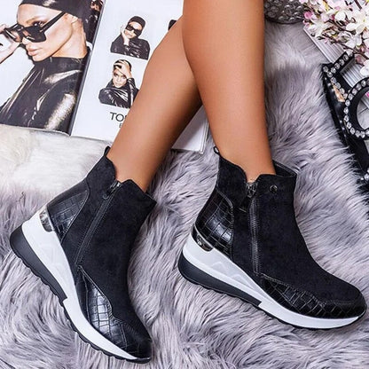 Bottines imperméables pour femmes avec talon compensé en daim - Confort et style 5